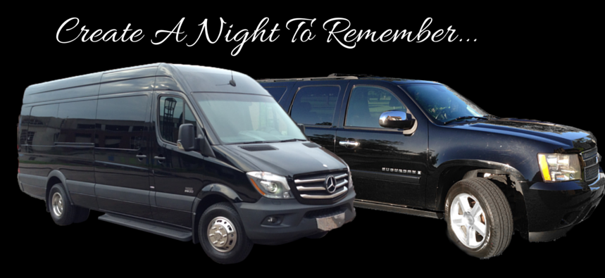 We offer a 2014 Mercedes-Benz Sprinter and a Black Suburban that seat up to 6 passengers!